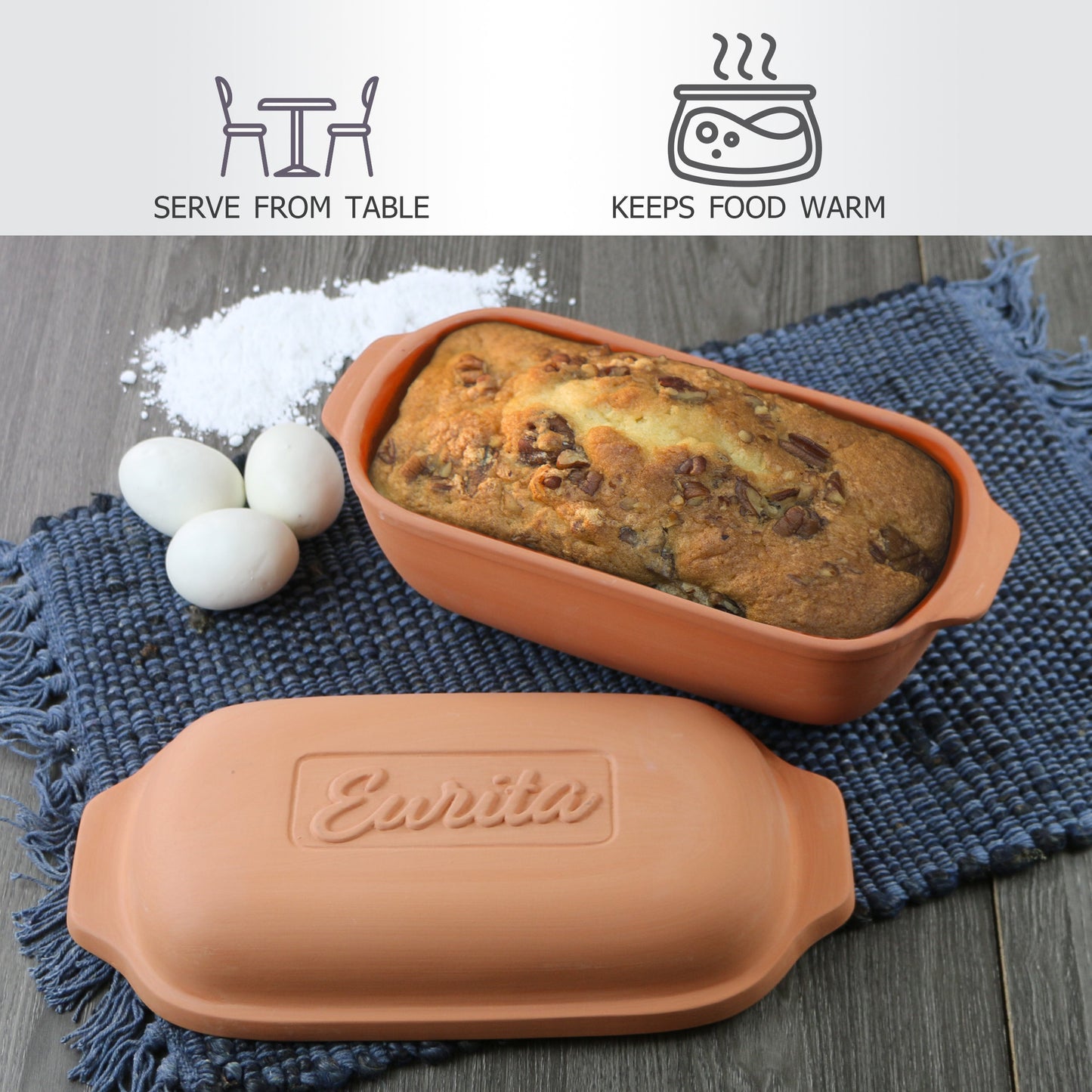 Clay Loaf Pan with Lid, 2 Quarts - Eurita