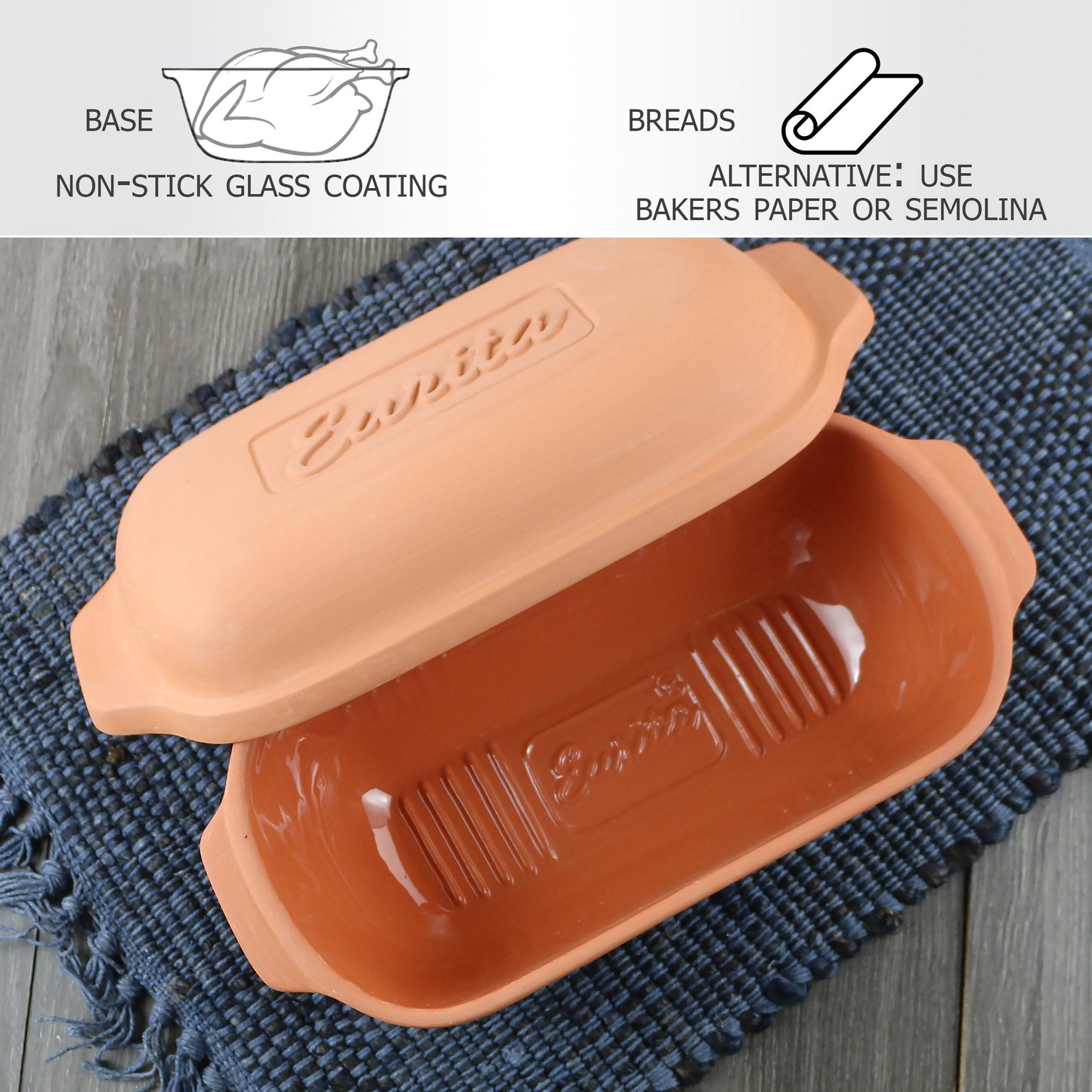 Clay Loaf Pan with Lid, 2 Quarts - Eurita