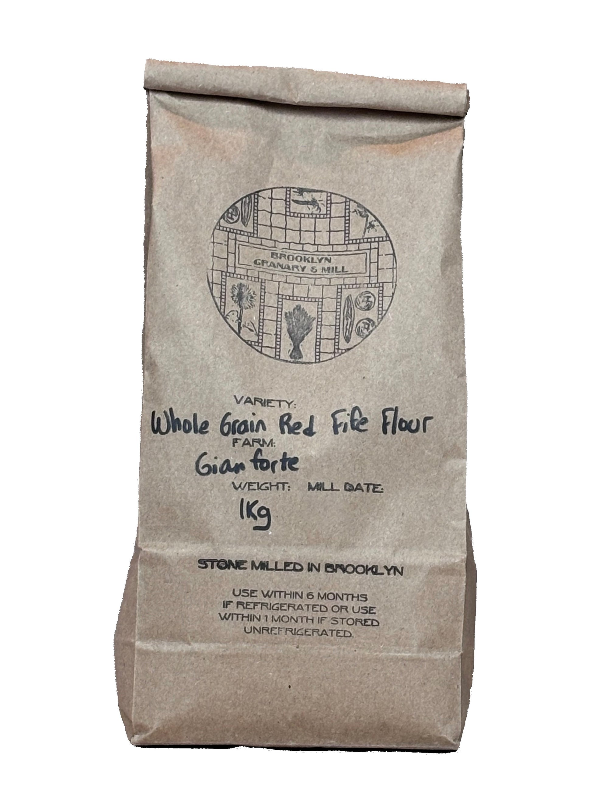 Brown paper bag of Brooklyn Granary & Mill - Red Fife Wheat Flour