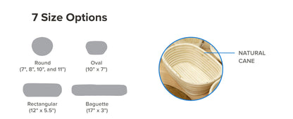 Cane Banneton (Brotform) Proofing Basket, Multiple sizes