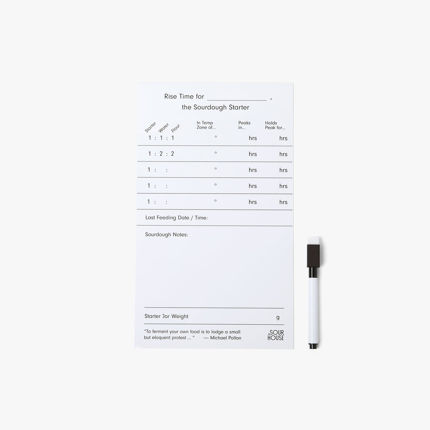 Sourdough Starter Rise Time - Dry Erase Magnet